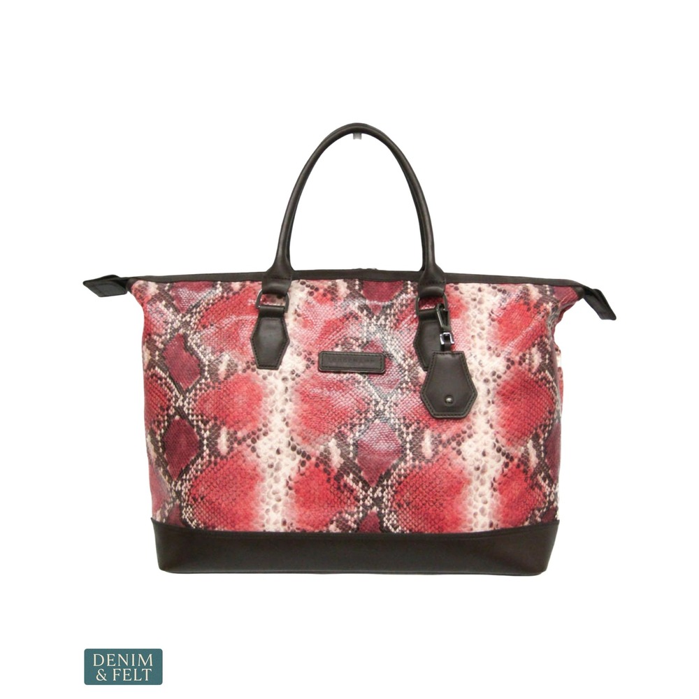 Longchamp‎ Rare Red Python Print Large Tote Bag Travel Weekender Shopper Purse